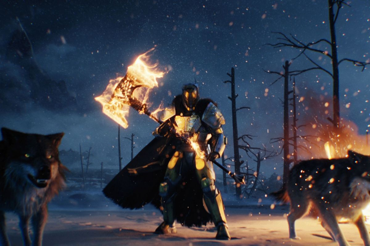 Destiny: Rise of Iron - Lord Saladin with his giant weapons and wolves