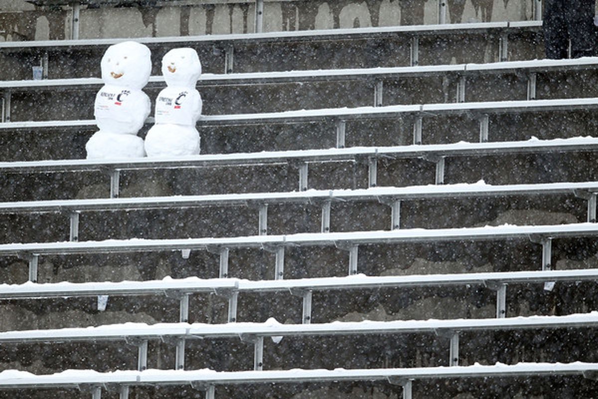 Big East football: cold, lifeless, and alone.  (Photo by Andy Lyons/Getty Images)