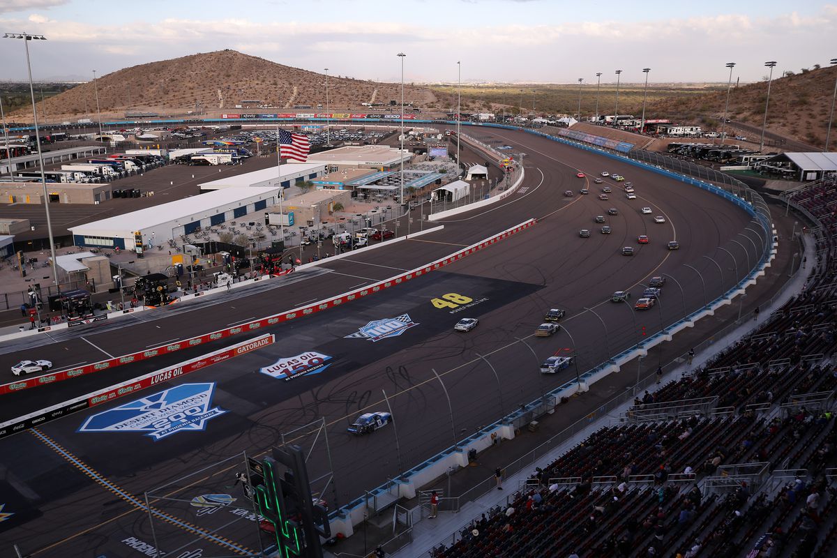 A general view of the track during the NASCAR Xfinity Series Desert Diamond Casino West Valley 200 at Phoenix Raceway on November 07, 2020 in Avondale, Arizona.