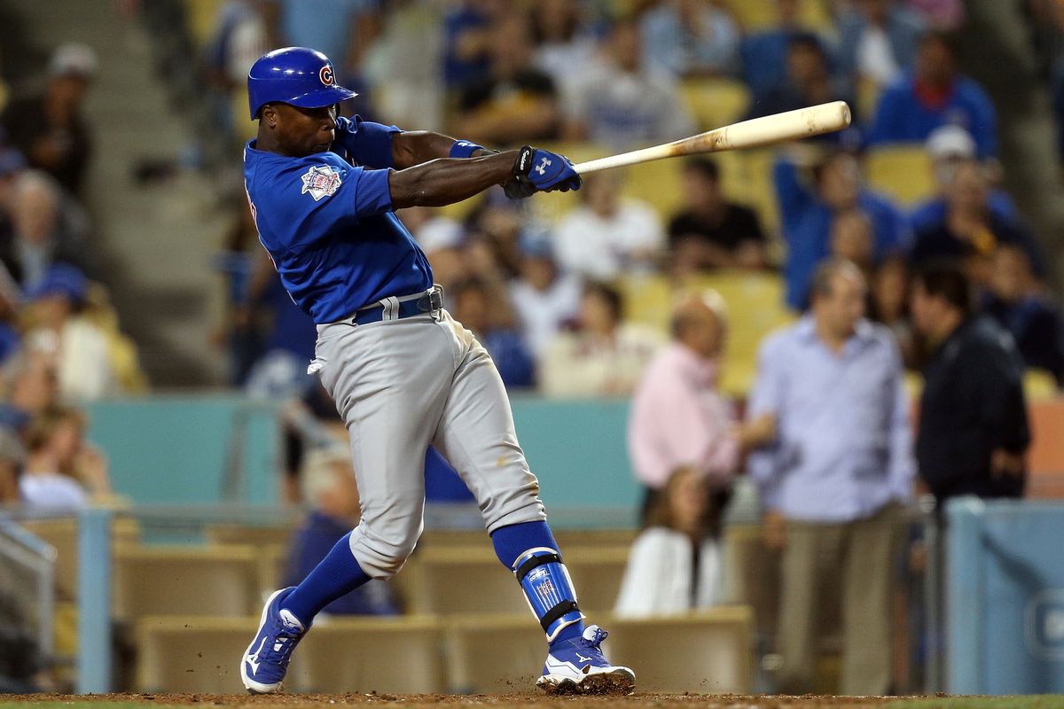 Alfonso Soriano of the Chicago Cubs bats against the Los Angeles Dodgers at Dodger Stadium in Los Angeles, California. (Photo by Josh Hedges/Getty Images)