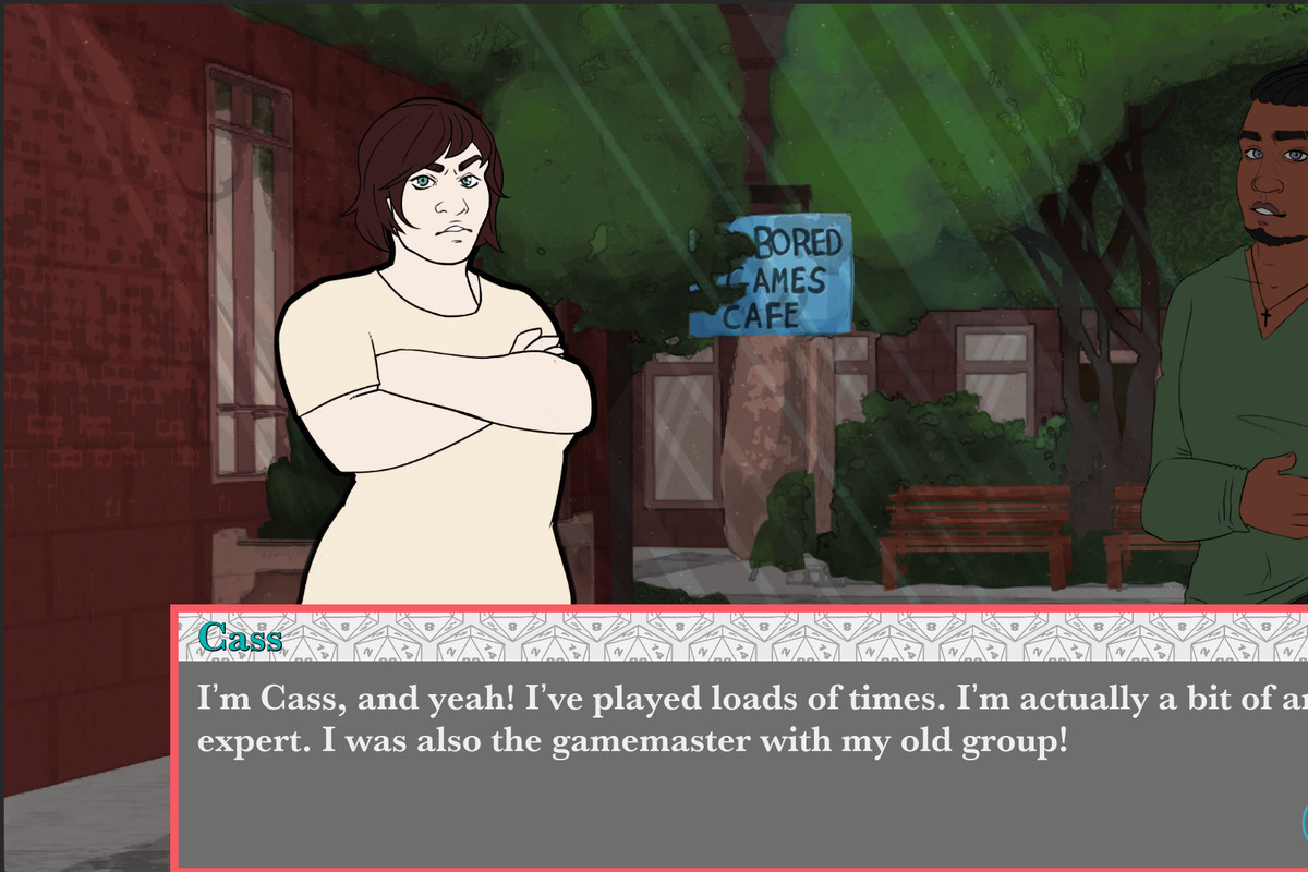 Roll+Heart - The player character talks to a love interest about their experience in tabletop gaming.