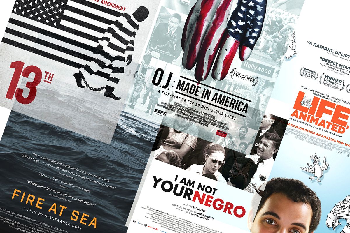 Posters from the five Oscar-nominated documentaries.