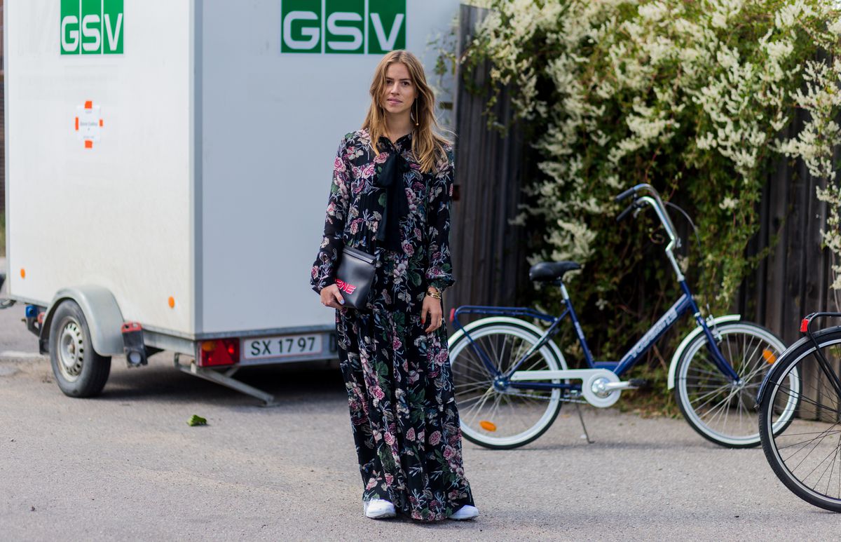 Women in long dress at Copenhagen Fashion Week 