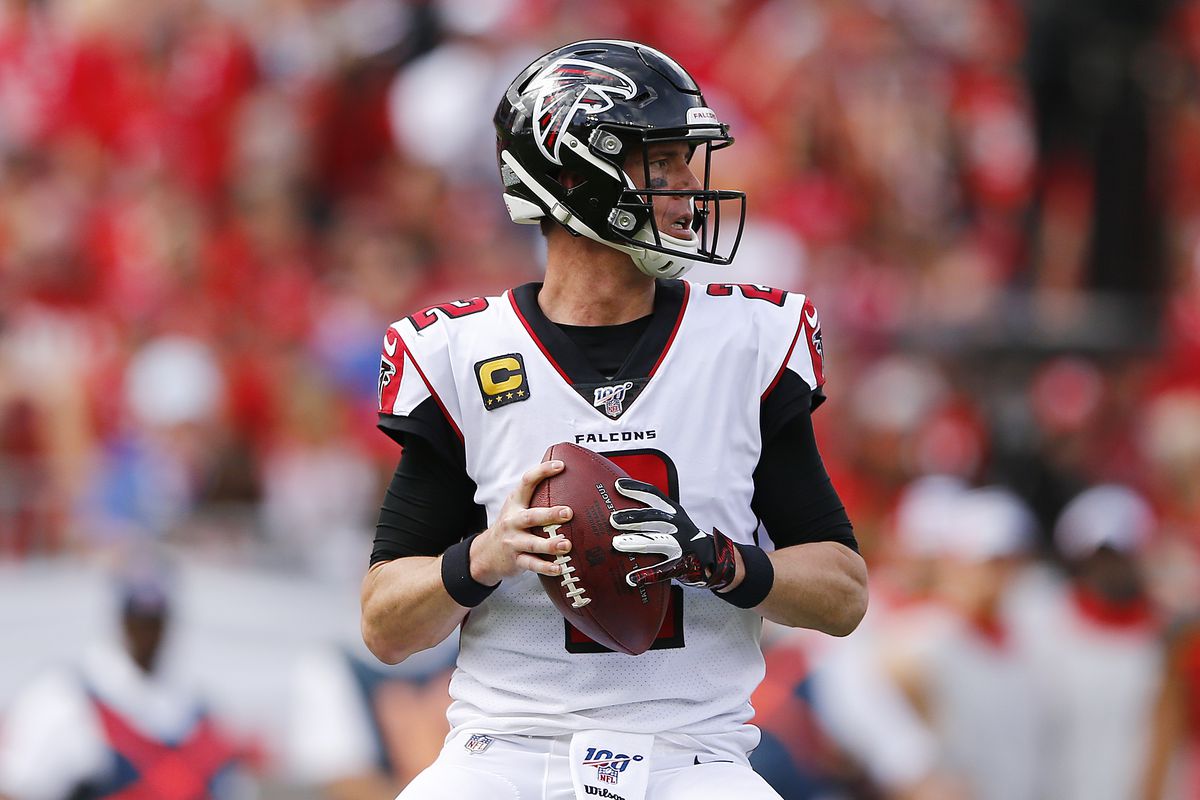 Matt Ryan #2 of the Atlanta Falcons in action against the Tampa Bay Buccaneers at Raymond James Stadium on December 29, 2019 in Tampa, Florida.