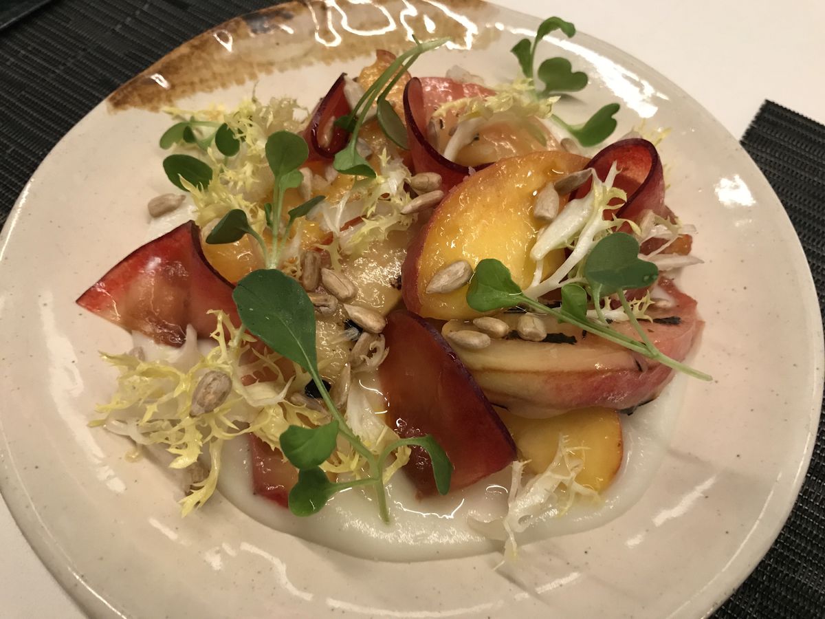 Stone fruit salad with peaches, nectarines, and plums