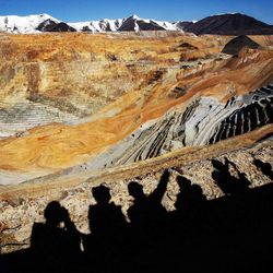 Members of the media view the slide during a tour of Kennecott's Bingham Canyon Mine on Thursday, April 25, 2013.