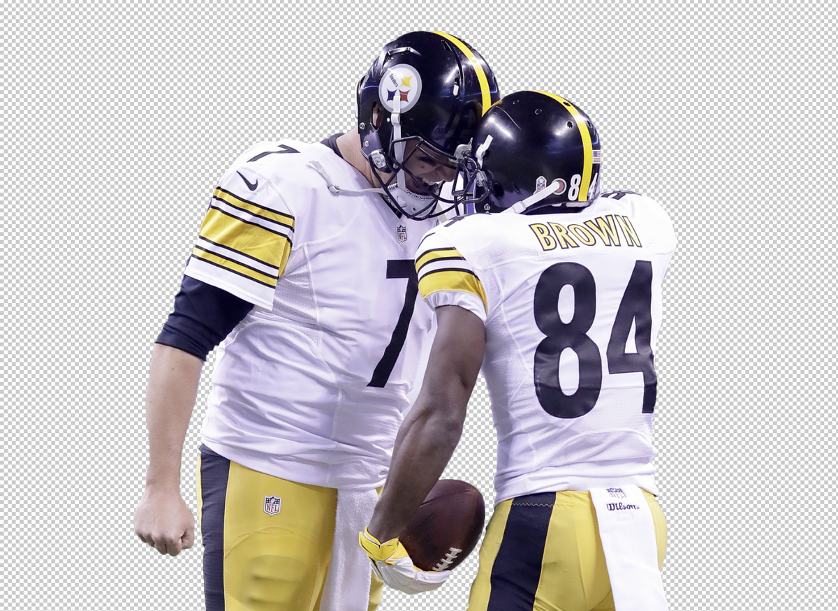 The players Ben Roethlisberger and Antonio Brown have been cropped out from the original picture.