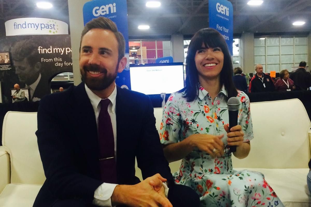 Josh and Naomi Davis speak with the media following their RootsTech keynote address.