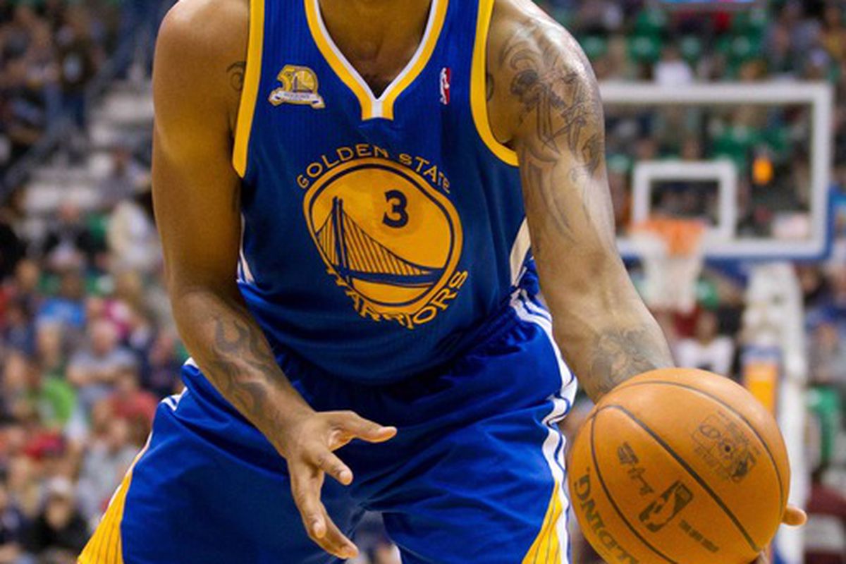 April 6, 2012; Salt Lake City, UT, USA; Golden State Warriors forward Jeremy Tyler (3)during the first quarter against the Utah Jazz at Energy Solutions Arena. Mandatory Credit: Russ Isabella-US PRESSWIRE