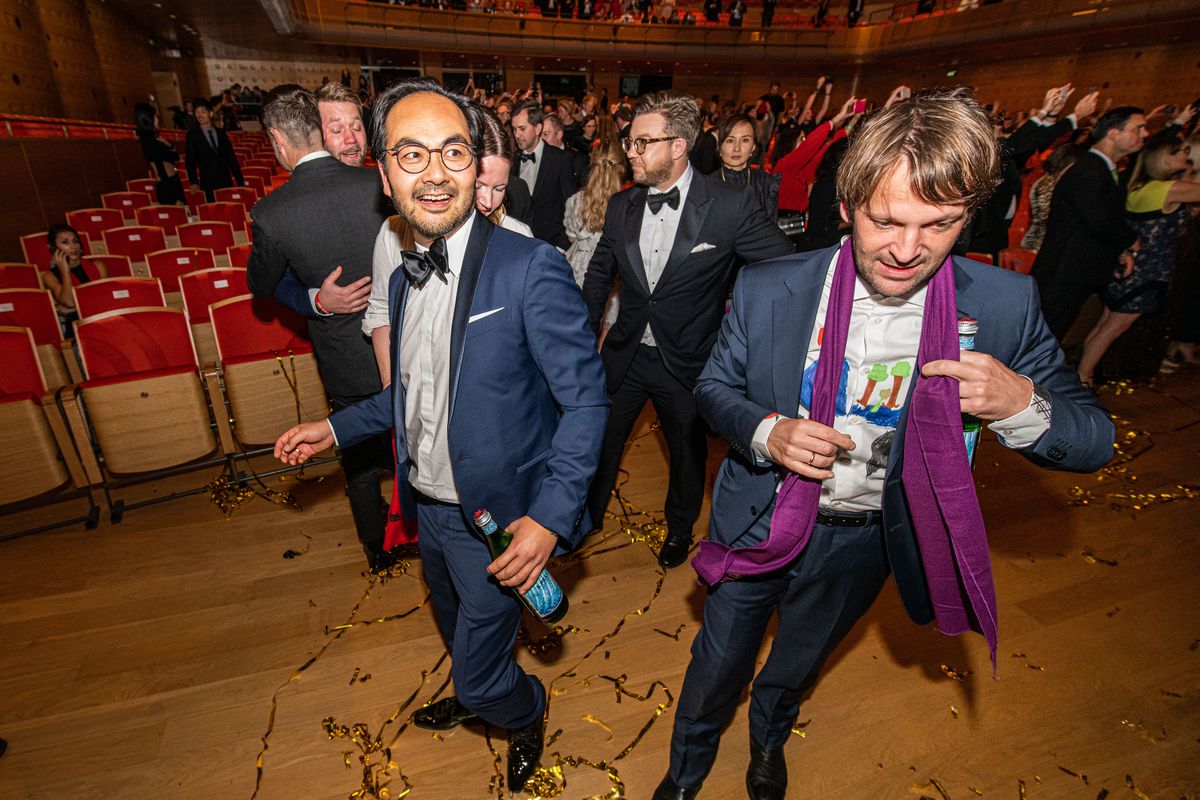René Redzepi and the Noma crew celebrate at the World’s 50 Best Awards ceremony.