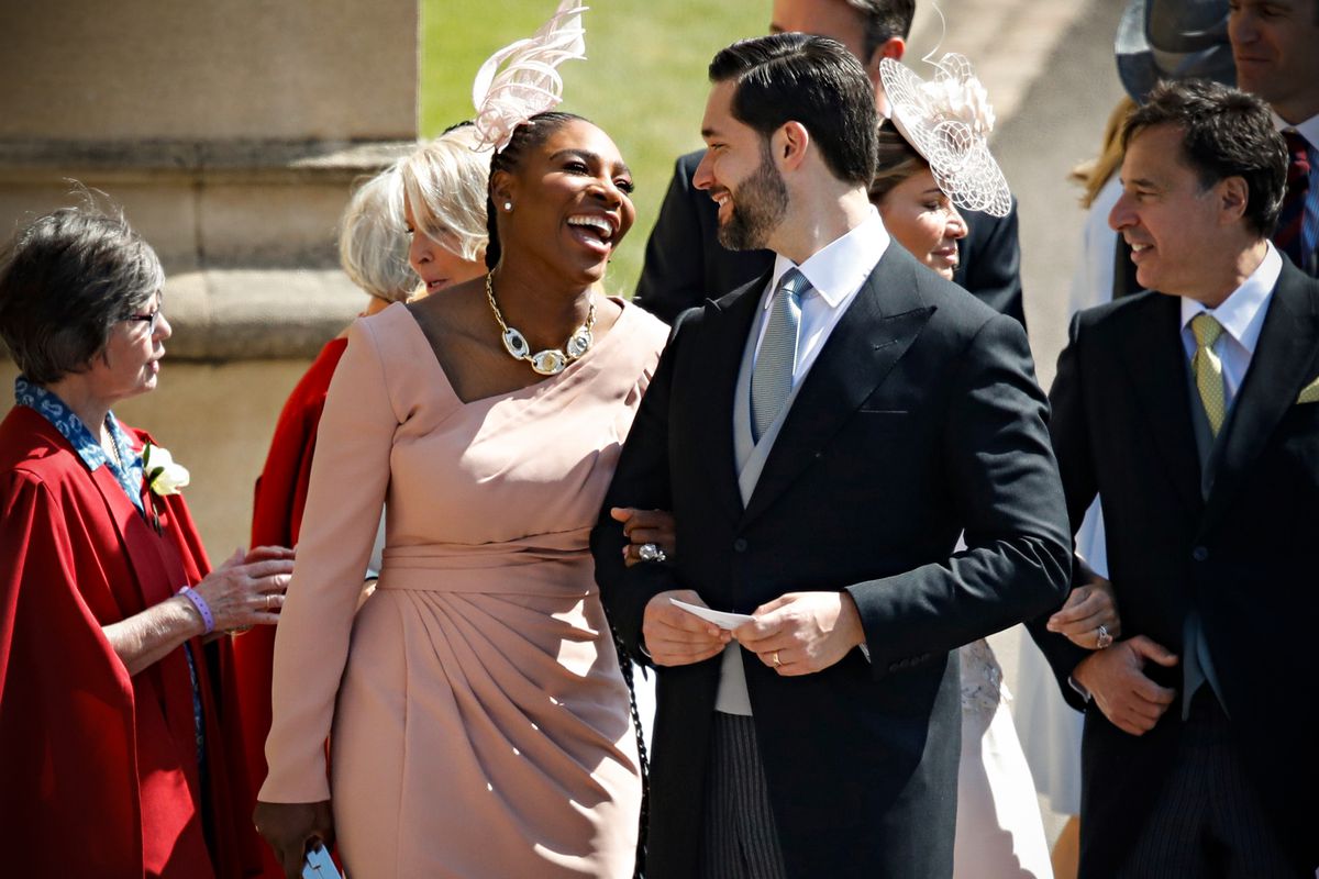 Serena Williams and her Alexis Ohanian arrive for the wedding ceremony of Britain’s Prince Harry and Meghan Markle in Windsor, England, on May 19, 2018.
