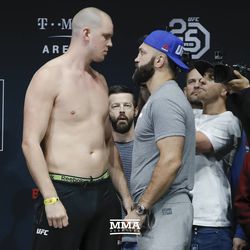Stefan Struve and Andrei Arlovski square off at UFC 222 weigh-ins.