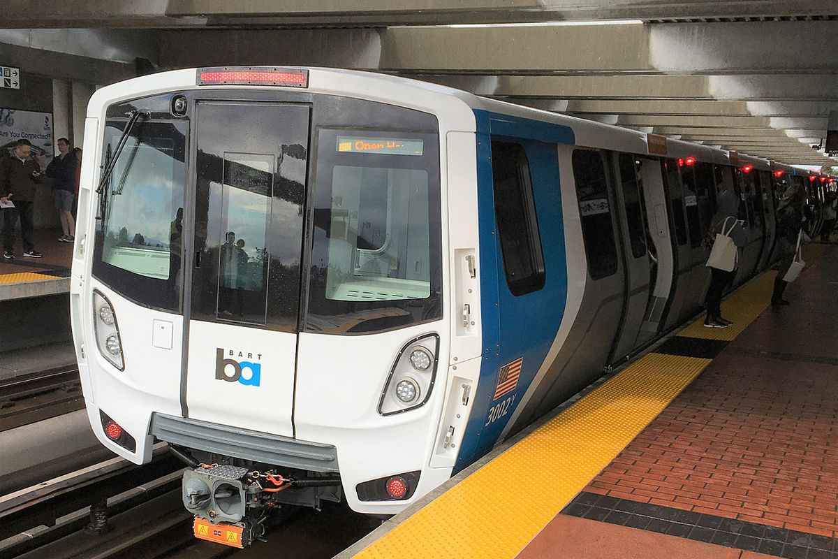 A new car on display during a BART open house.