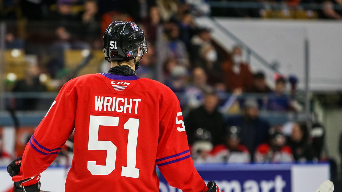 Shane Wright #51 of Team Red skates against Team White in the 2022 CHL/NHL Top Prospects Game at Kitchener Memorial Auditorium on March 23, 2022 in Kitchener, Ontario.