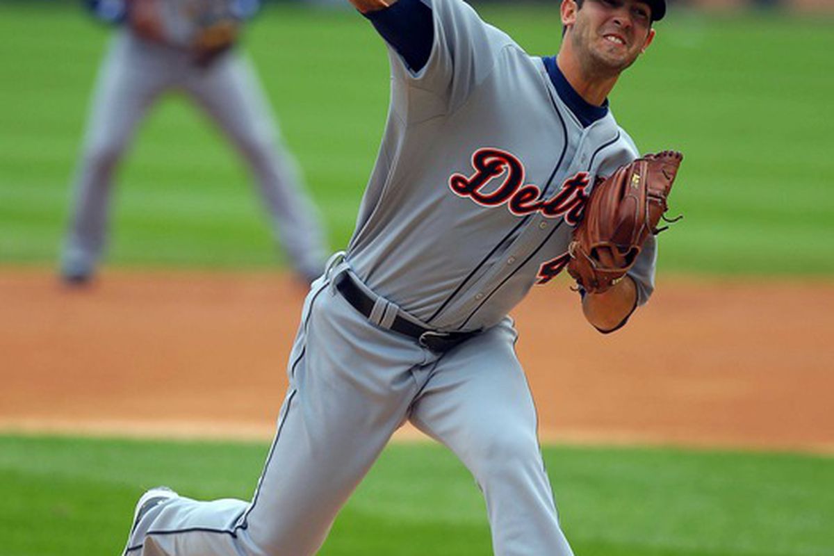 Apr 15, 2012; Chicago, IL, USA; Detroit Tigers starting pitcher Rick Porcello (48) delivers a pitch in the first inning against the Chicago White Sox at US Cellular Field. Mandatory Credit: Dennis Wierzbicki-US PRESSWIRE