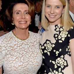 Nancy Pelosi and Marissa Mayer at the Yahoo News/ABCNews Pre-White House Correspondents' dinner reception 