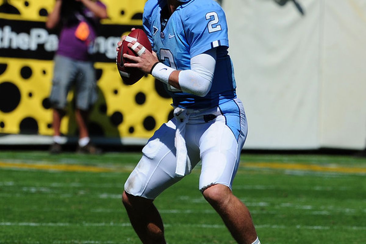 Bryn Renner passes against the Georgia Tech Yellow Jackets at Bobby Dodd Field on September 24, 2011.
