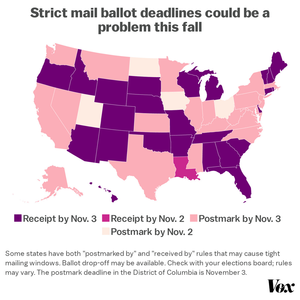 Map: “Strict mail ballot deadlines could be a problem this fall”