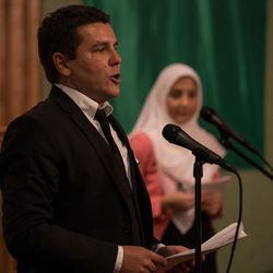 Imam Amir Salihovic speaks at an ceremony marking the completed remodel of the Islamic Society of Bosniaks mosque in Salt Lake City on Saturday, Dec. 10, 2016. The mosque, which serves the area's Bosnian Muslim community, is named Maryam after the mother of Jesus.