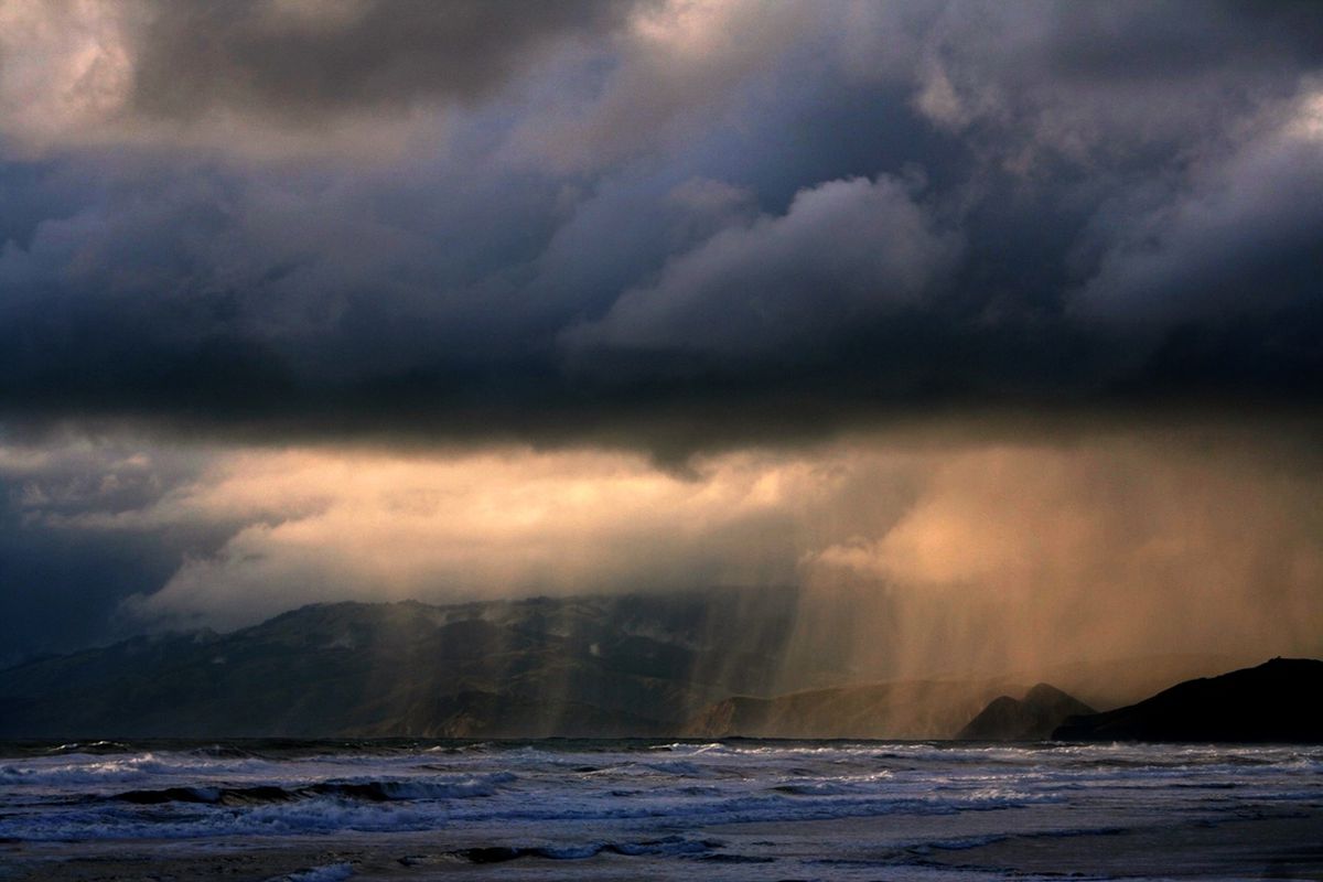 'Distant Rain' over the ocean off of the San Francisco, California coastline
