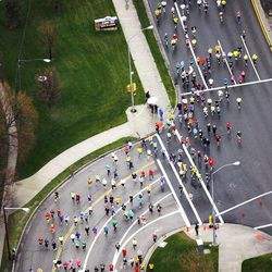 Runners compete in the Salt Lake City Marathon, Saturday, April 20, 2013.