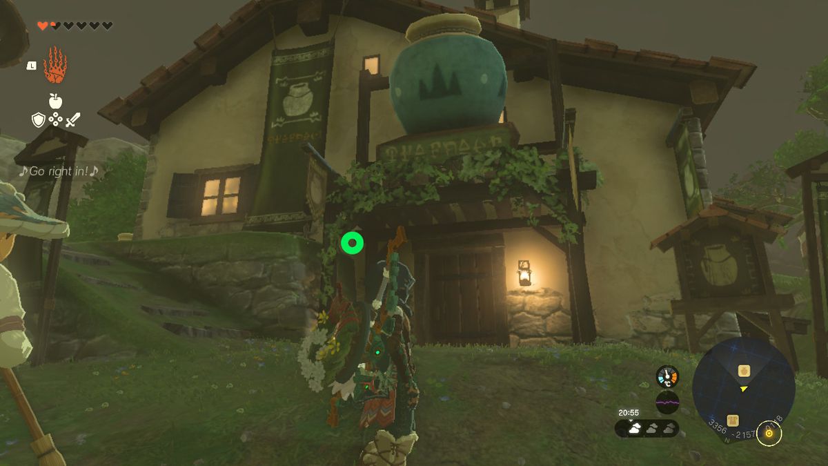 Link looking at Hateno Village General Store