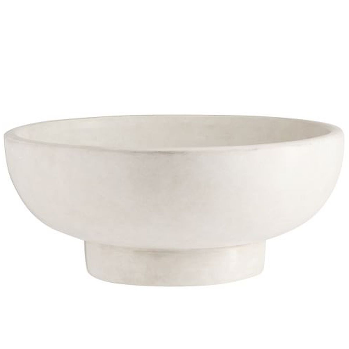 A large, all-white bowl with bottom base. 