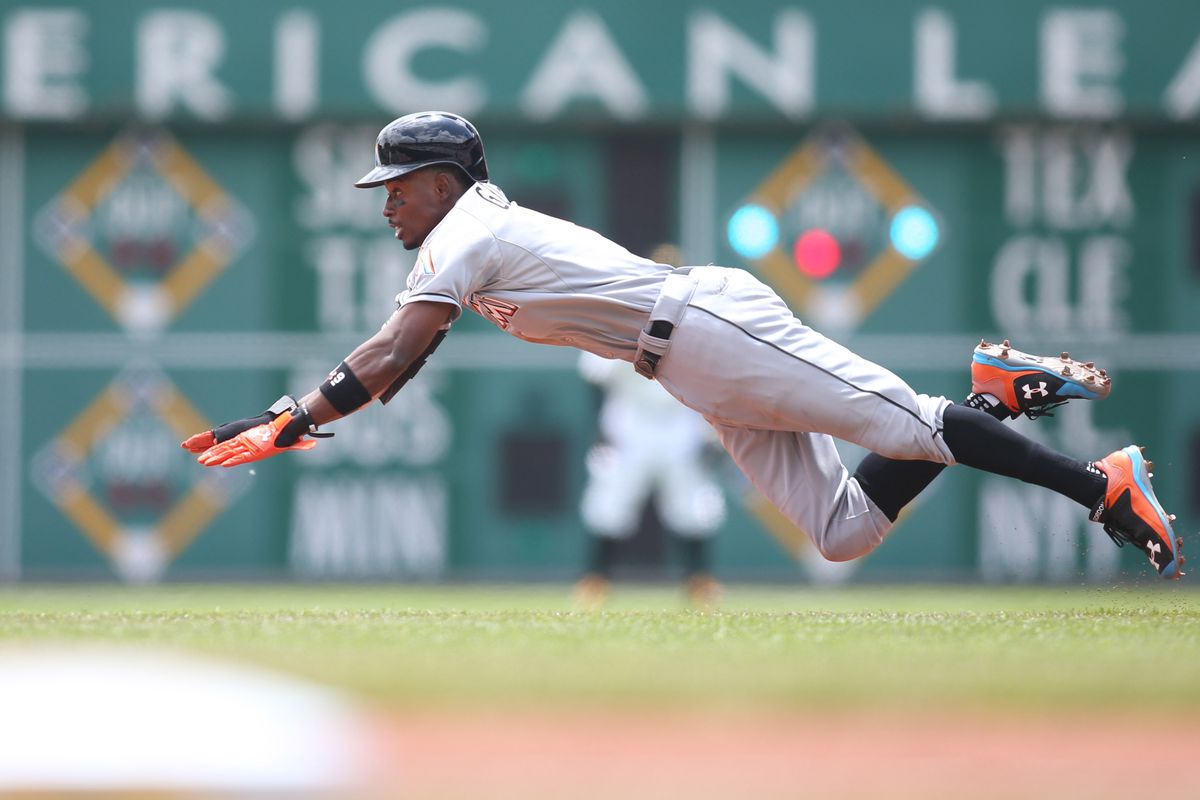 Dee Gordon preparing for launch, or sliding into second base.