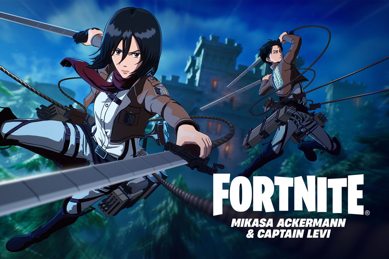 Art of Attack on Titan characters in Fortnite.