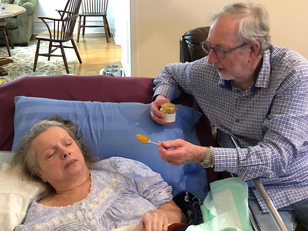 Bob Ringham and his daughter Clare had some help in feeding and caring for Peg Ringham. But most of the responsibilities fell on them. | Neil Steinberg / Sun-Times