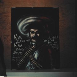 A painting commemorating David “Boogie” Gonzalez and Mexican revolutionary Emiliano Zapata.