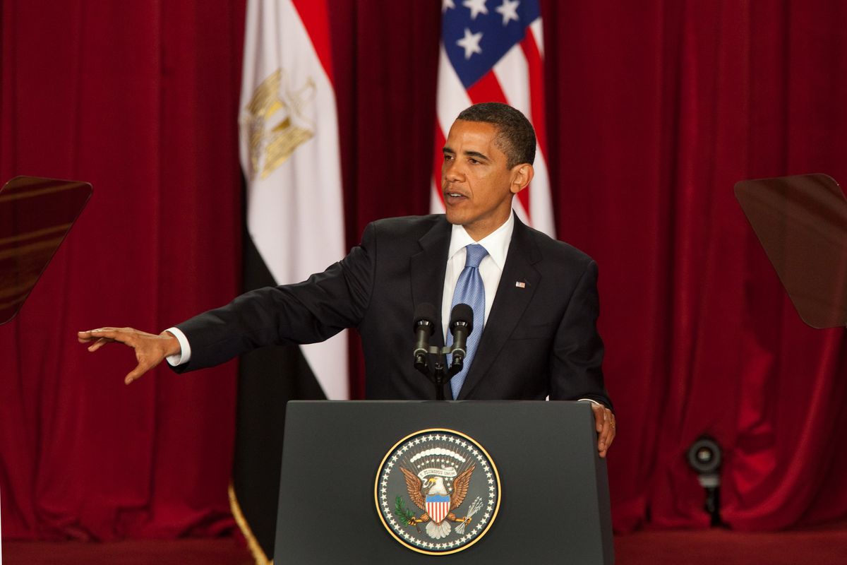 President Obama speaks in Cairo, in 2009.