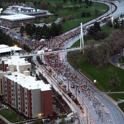 Runners start the Salt Lake City Marathon, Saturday, April 20, 2013.