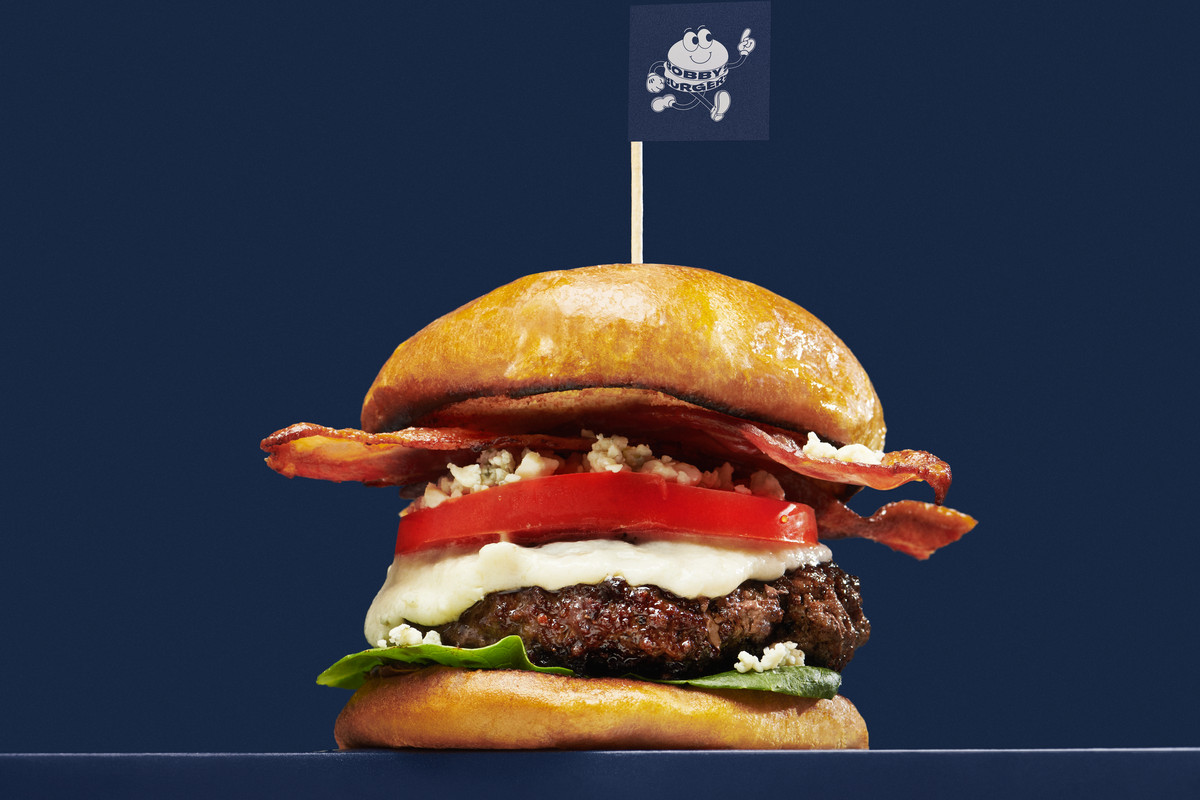 burger in navy blue background