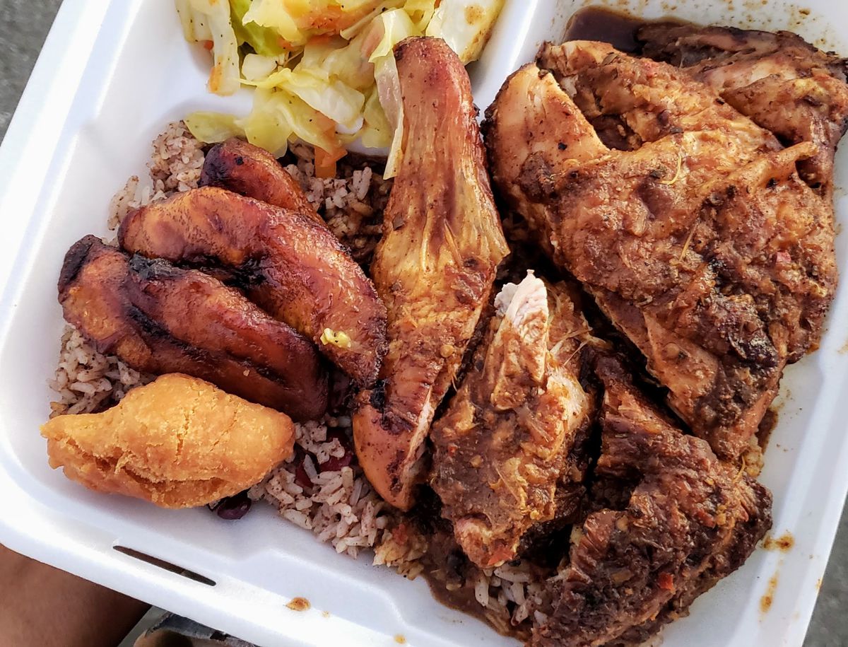 Jerk chicken platter from Country Style Jamaican&nbsp;Country Style in Inglewood.