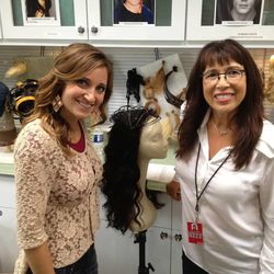 Mindy McKnight with Linda Flowers, the head hair stylist for "The Hunger Games: Catching Fire."