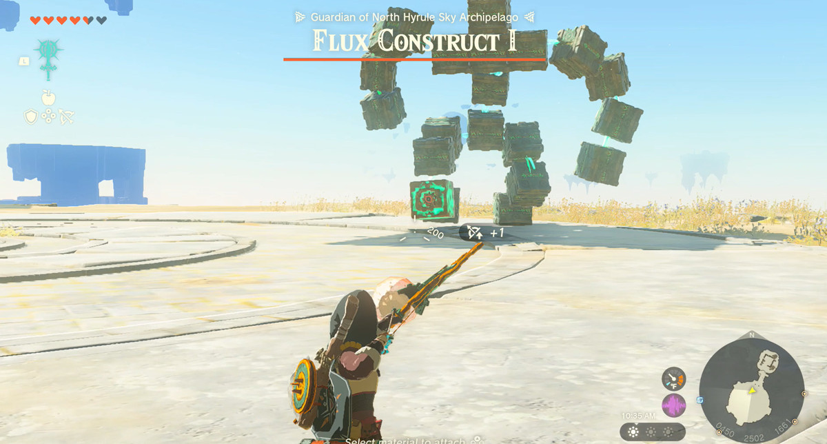 Fighting a Flux Construct I made of blocks in Zelda: Tears of the Kingdom