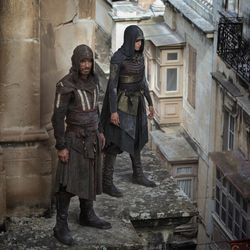 Through a revolutionary technology that unlocks his genetic memories, Callum Lynch (Michael Fassbender) experiences the adventures of his ancestor, Aguilar, in 15th century Spain with Maria (Ariane Labed) in “Assassin's Creed.”