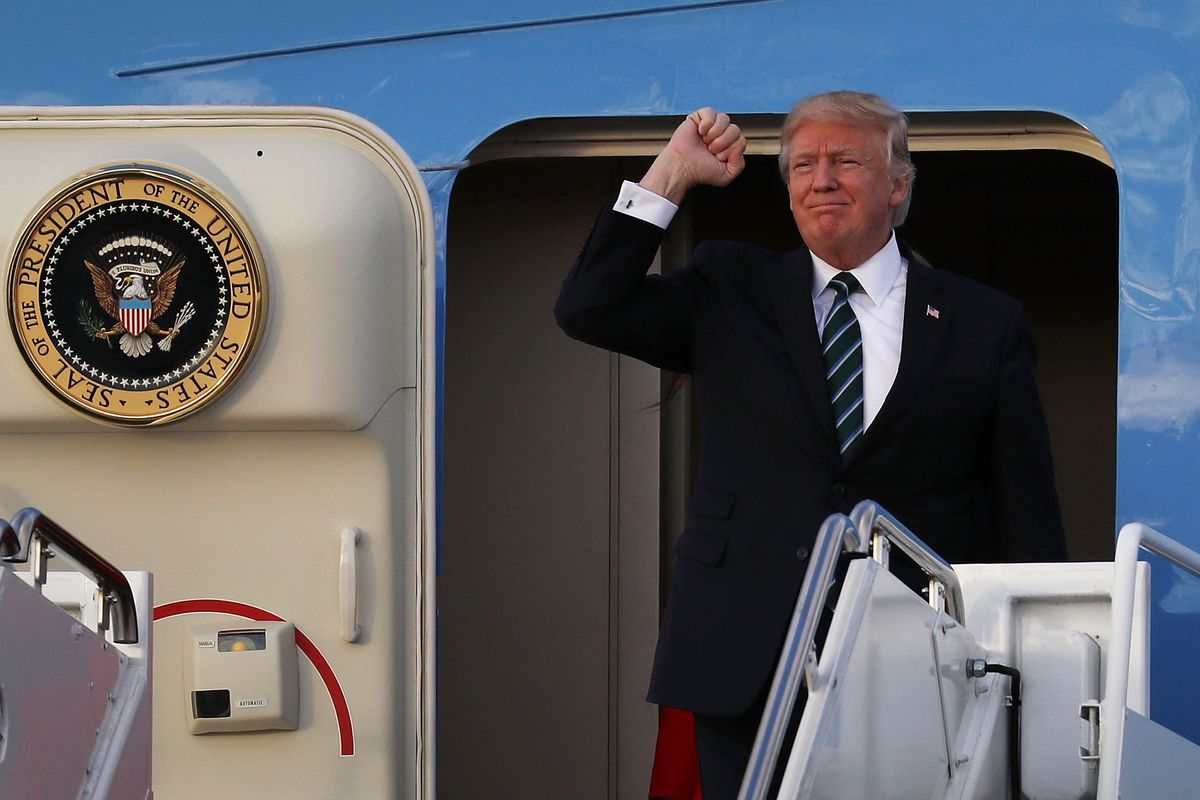 President Trump Arrives In Florida For Weekend At Mar-A-Lago Estate