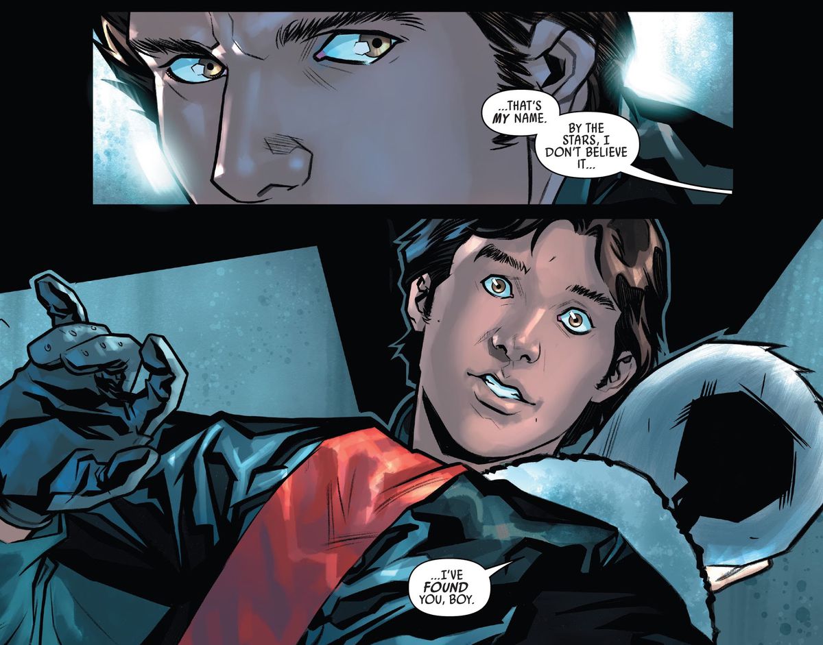 “By the stars, I don’t believe it ... I’ve found you, boy,” says an older man as he hugs a surprised Han Solo in Han Solo &amp; Chewbacca #1 (2022). 