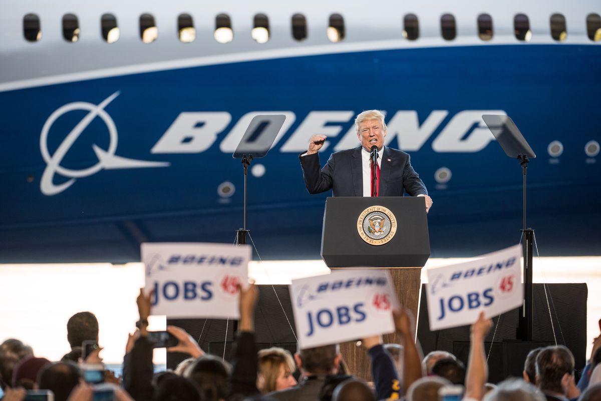 Donald Trump Visits S. Carolina Boeing Plant For Debut Of 787-10 Dreamliner