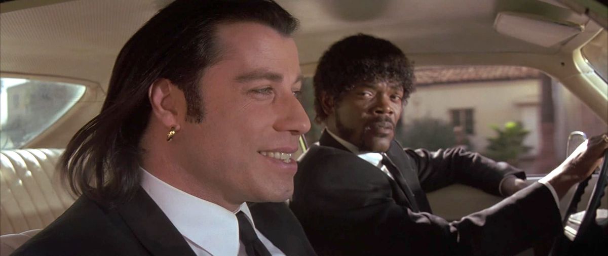 Vincent (Travolta) and Jules (Jackson) drive.