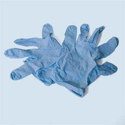 Rubber hand gloves.
