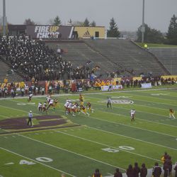 A general view of Kelly/Shorts Stadium in the fourth quarter as the game winds down.