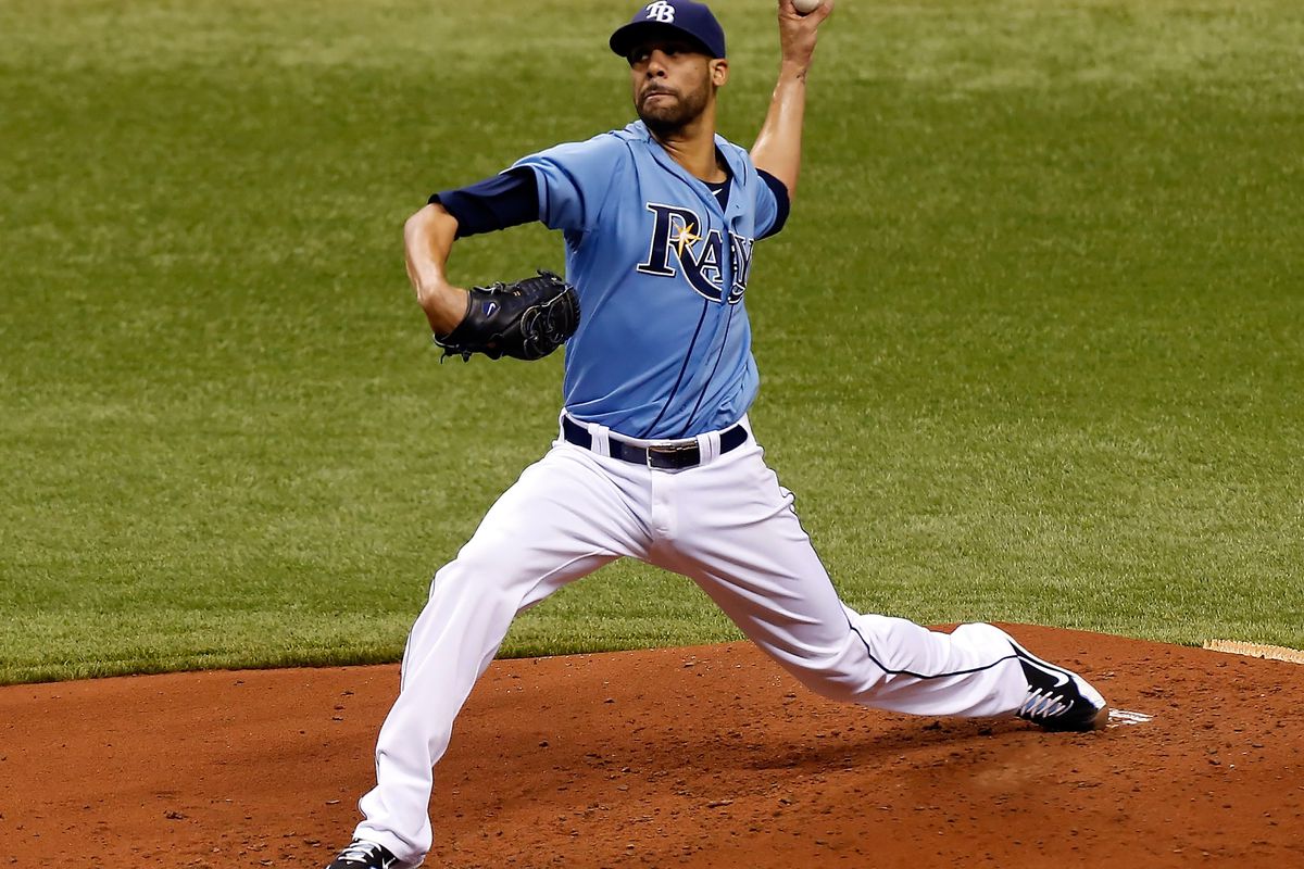 ST PETERSBURG, FL - AUGUST 05:  Pitcher David Price #14 of the Tampa Bay Rays pitches against the Baltimore Orioles during the game at Tropicana Field on August 5, 2012 in St. Petersburg, Florida.  (Photo by J. Meric/Getty Images)