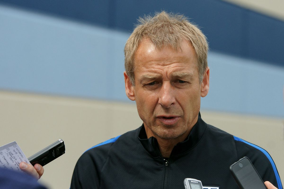 Klinsmann speaking with reporters 