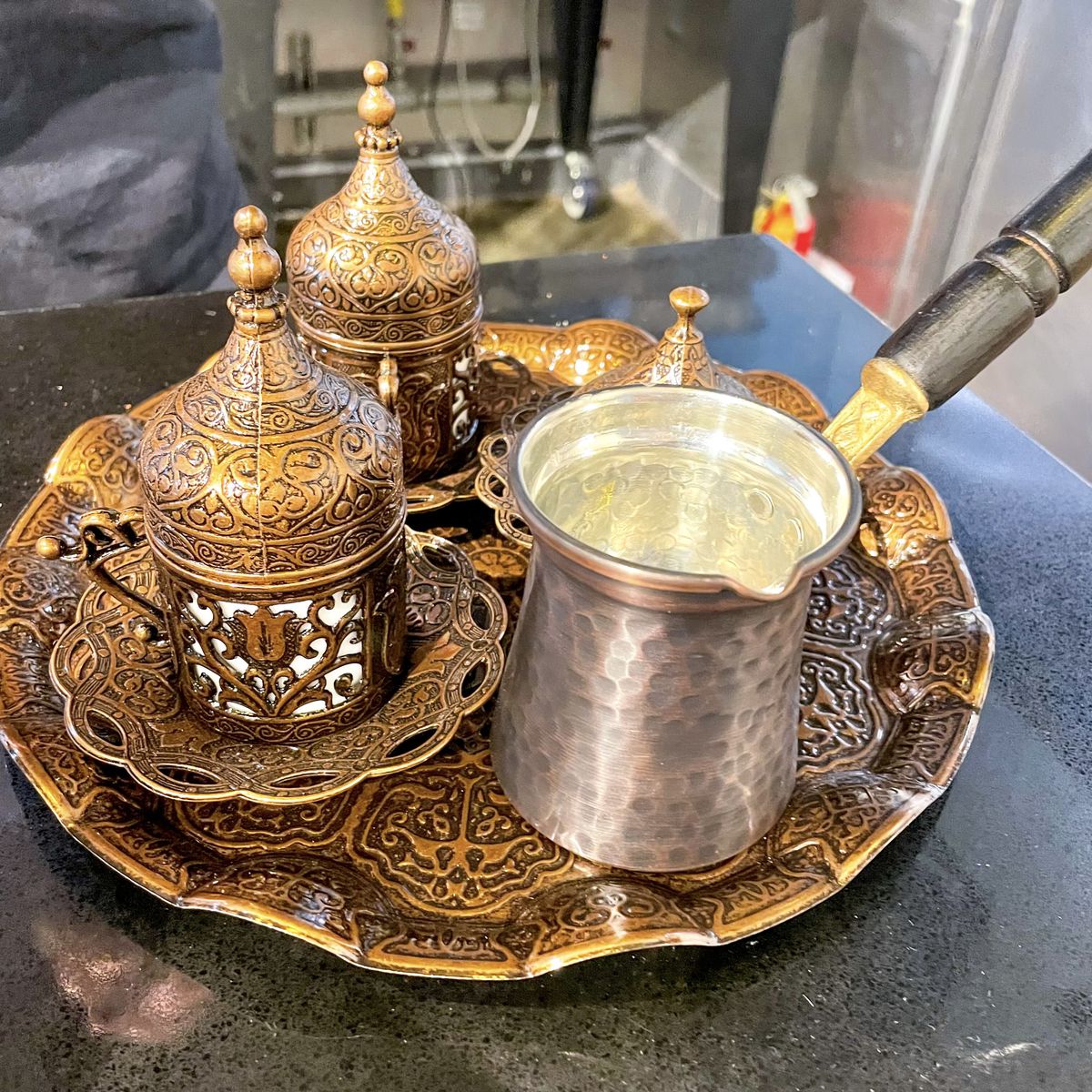 A Turkish coffee set.