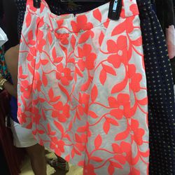 J. Crew Collection white and coral skirt, $90