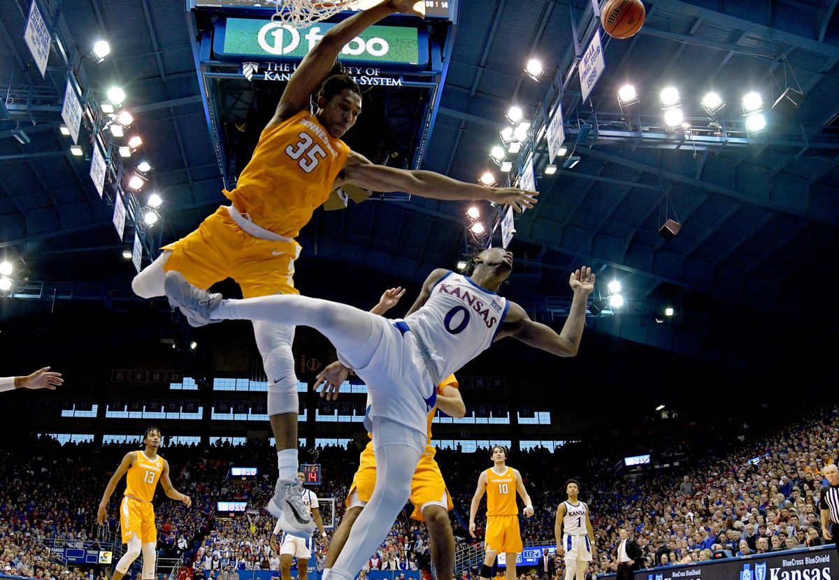 NCAA Basketball: Tennessee at Kansas