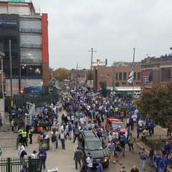 Saturday 10/29: Looking west down Waveland, about 90 minutes to game time
